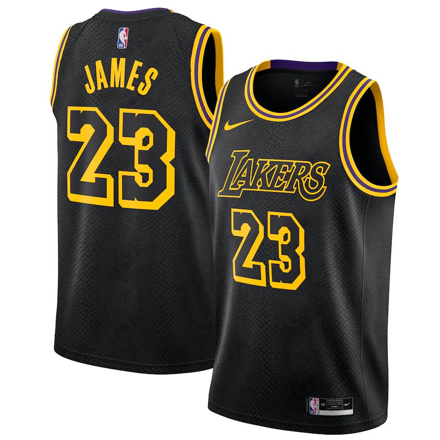 Men Los Angeles Lakers 23 LeBron James Nike Black City Edition Swingman NBA Jersey